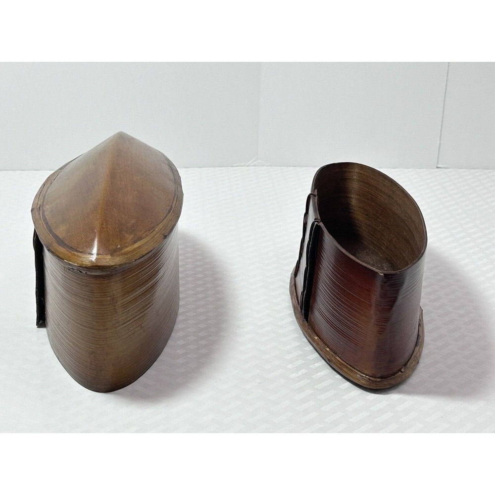 Thai AKHA Hill Tribe Bamboo Mulberry Wood Oval Tobacco‎ Box 4.5” - Picture 3 of 12